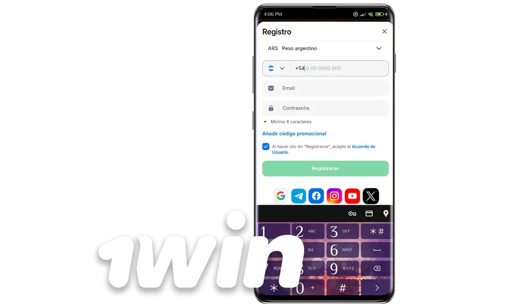 Cómo registrarse a través de la aplicación 1win